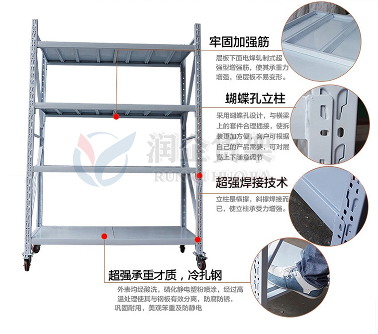 带轮子中型仓库货架